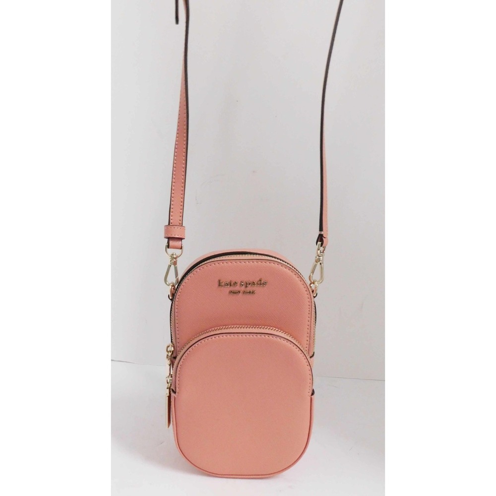 Kate Spade Morgan North South Phone Crossbody Bag Pink Saffiano Leather